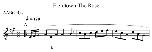 The Rose, Fieldtown - staff notation