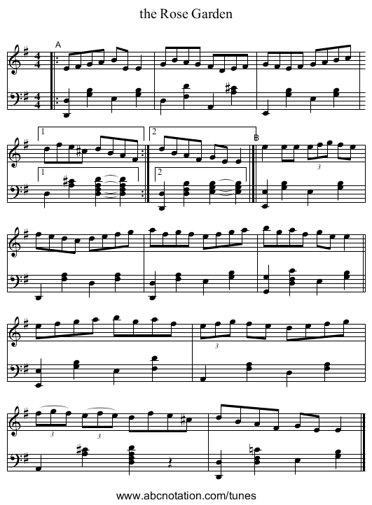 the Rose Garden - staff notation