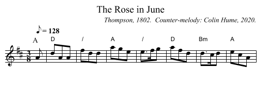 The Rose in June - staff notation