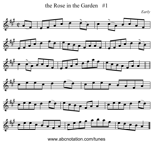 the Rose in the Garden   #1 - staff notation