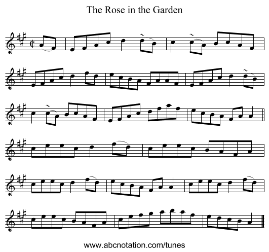 The Rose in the Garden - staff notation