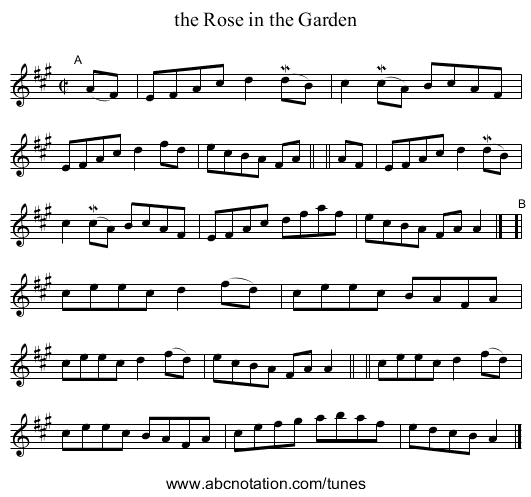 the Rose in the Garden - staff notation