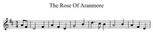 The Rose Of Aranmore - staff notation