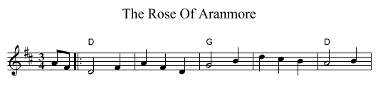 The Rose Of Aranmore - staff notation