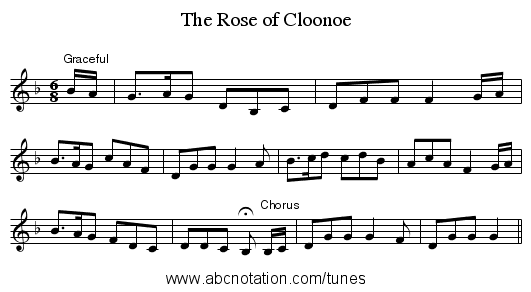 The Rose of Cloonoe - staff notation