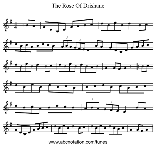 The Rose Of Drishane - staff notation