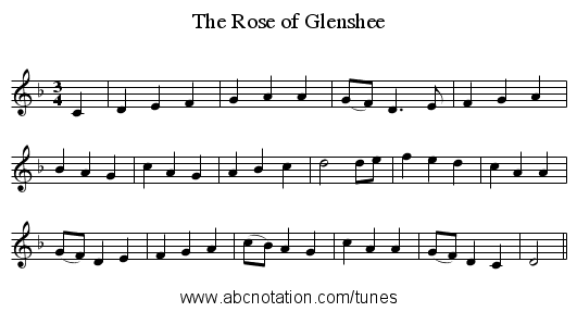The Rose of Glenshee - staff notation