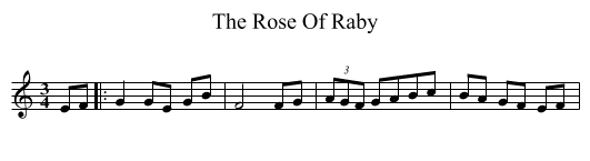 The Rose Of Raby - staff notation