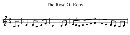 The Rose Of Raby - staff notation