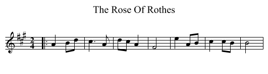 The Rose Of Rothes - staff notation