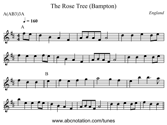 The Rose Tree (Bampton) - staff notation