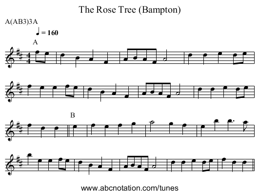 The Rose Tree (Bampton) - staff notation