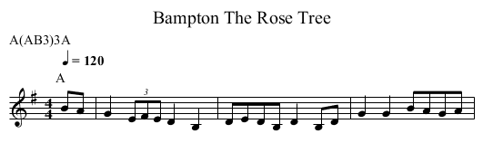 The Rose Tree, Bampton - staff notation