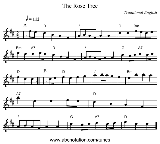 The Rose Tree - staff notation