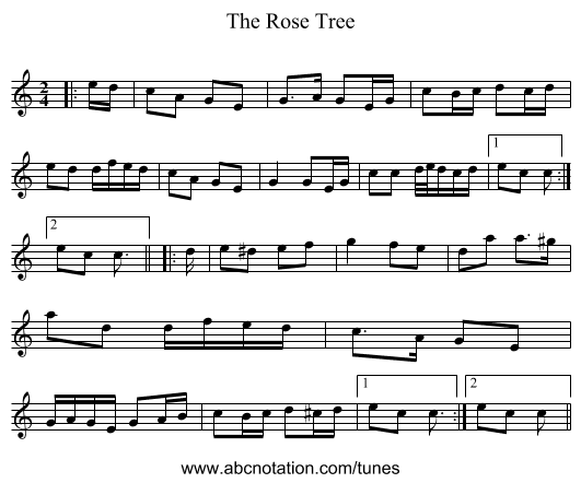 The Rose Tree - staff notation