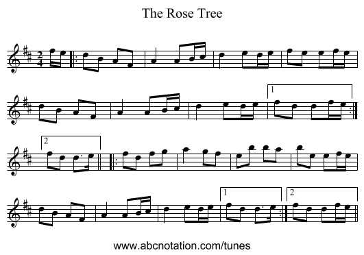 The Rose Tree - staff notation