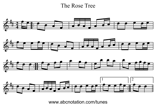 The Rose Tree - staff notation