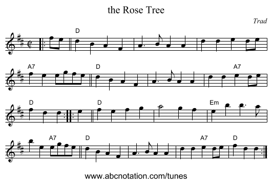 the Rose Tree - staff notation