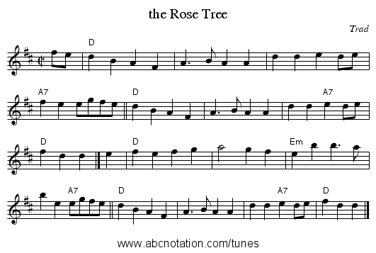 the Rose Tree - staff notation