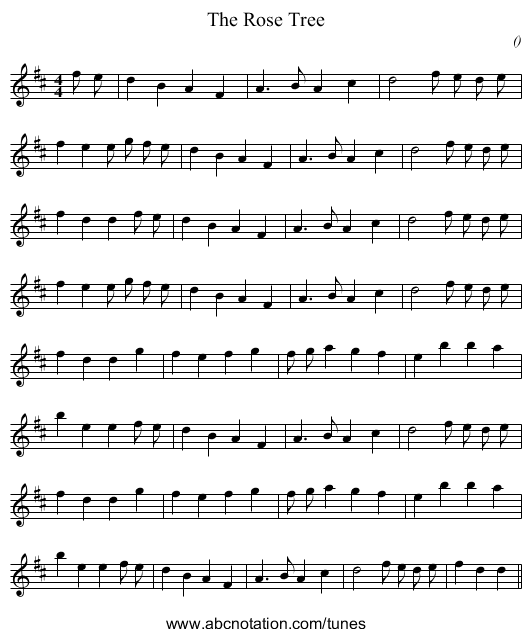 The Rose Tree - staff notation