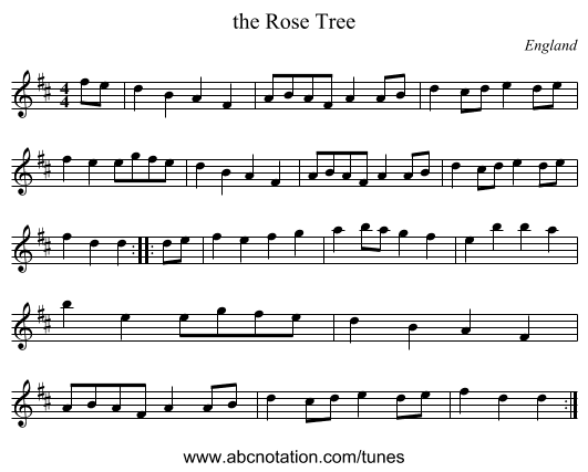 the Rose Tree - staff notation
