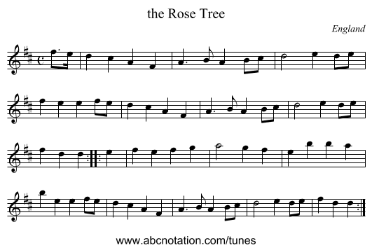 the Rose Tree - staff notation