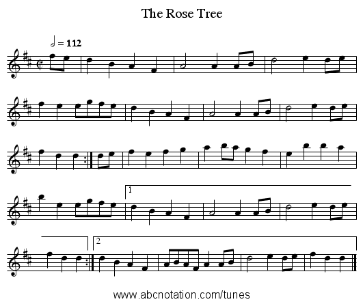 The Rose Tree - staff notation