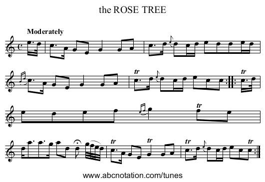 the ROSE TREE - staff notation