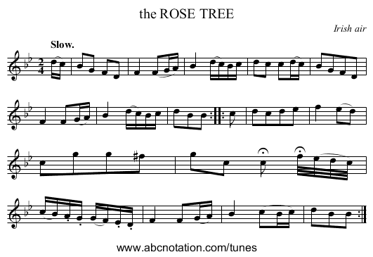 the ROSE TREE - staff notation