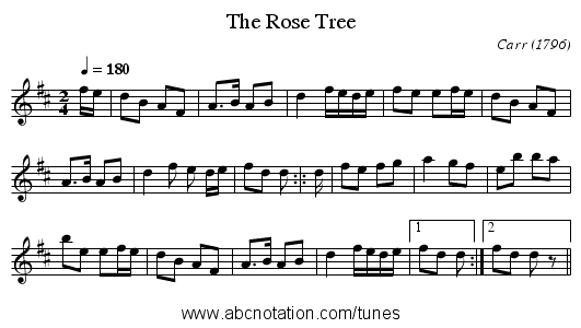 The Rose Tree - staff notation