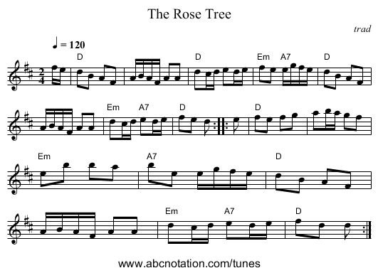 The Rose Tree - staff notation
