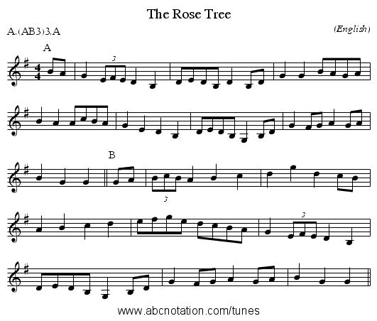 The Rose Tree - staff notation