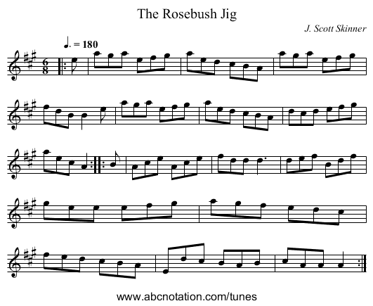 The Rosebush Jig - staff notation