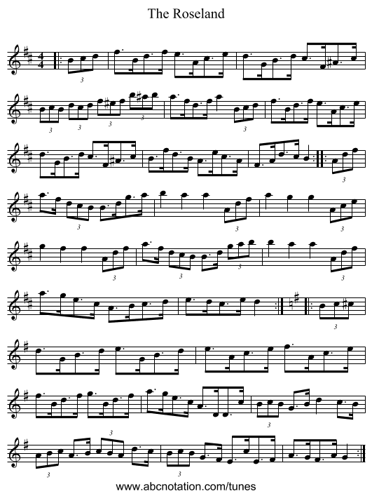 The Roseland - staff notation