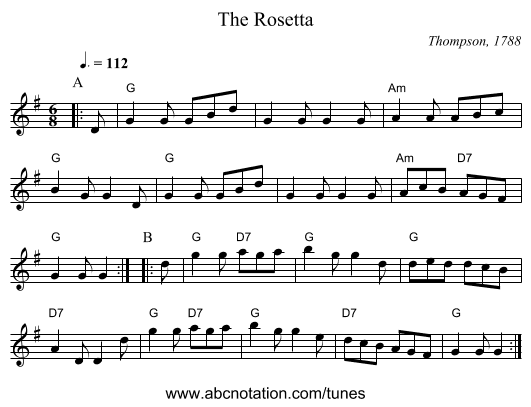 The Rosetta - staff notation