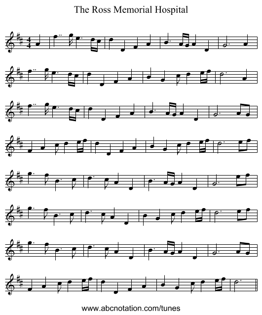 The Ross Memorial Hospital - staff notation