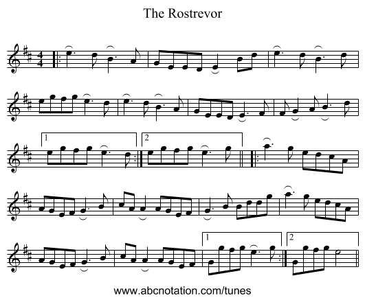 The Rostrevor - staff notation