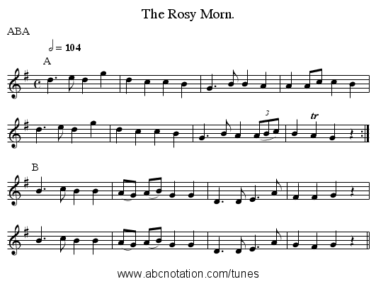 The Rosy Morn. - staff notation