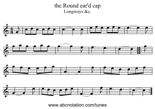 the Round ear'd cap - staff notation