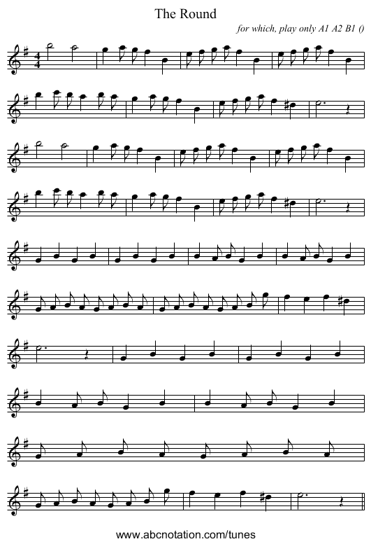 The Round - staff notation