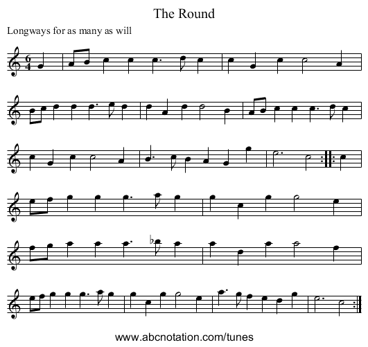 The Round - staff notation