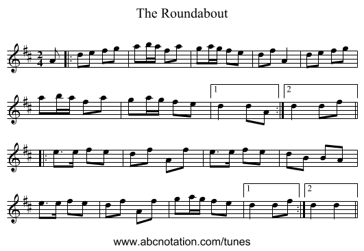 The Roundabout - staff notation
