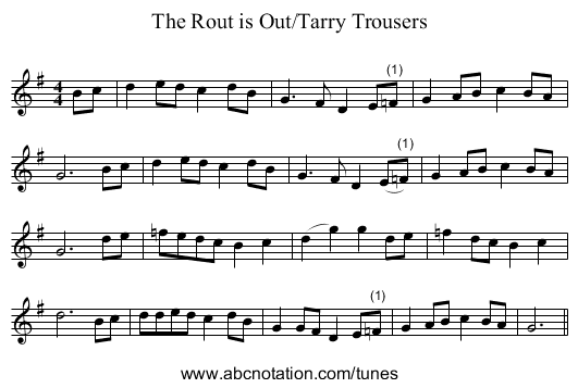 The Rout is Out/Tarry Trousers - staff notation