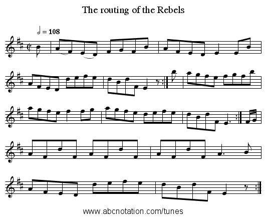 The routing of the Rebels - staff notation