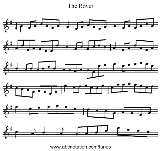 The Rover - staff notation