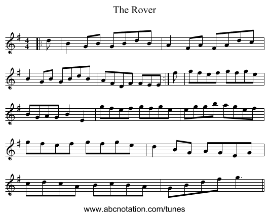 The Rover - staff notation