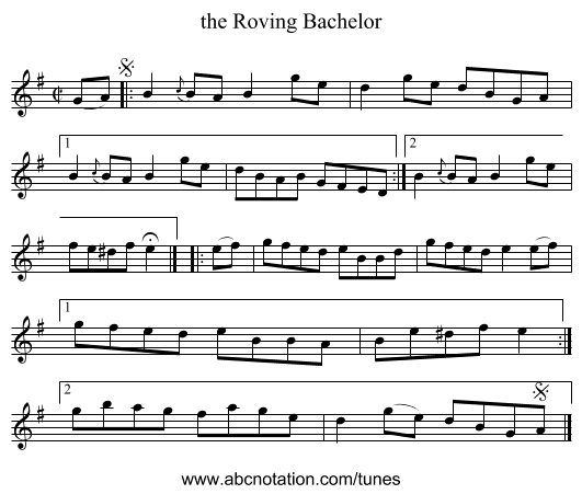 the Roving Bachelor - staff notation