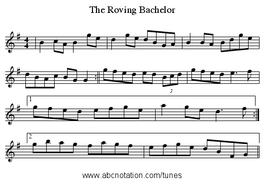 The Roving Bachelor - staff notation