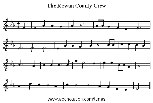 The Rowan County Crew - staff notation