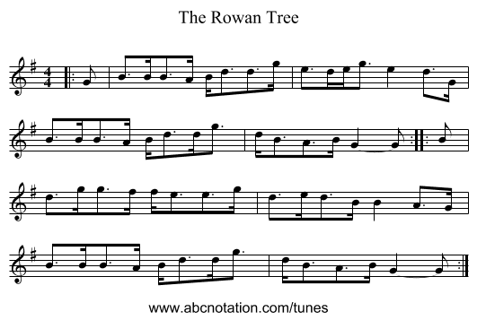 The Rowan Tree - staff notation
